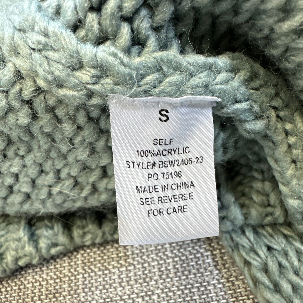 Altar'd State 3D Daisy Chunky Knit Cardigan Sage Green Small Whimsical Cottage - Picture 5 of 11